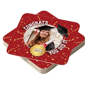 Sottobicchieri da birra personalizzati con foto, sottobicchieri di laurea personalizzati per figlio e figlia, bomboniere personalizzate per università, festa di laurea 2025