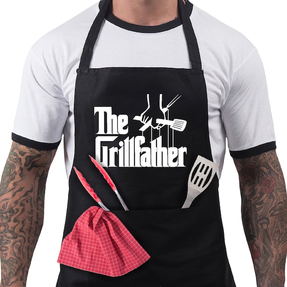 Funny BBQ Apron Novelty Aprons Cooking Gifts for Men 100% Cotton 2 Pockets  the Grillfather Gift for Fathers Day -  Sweden