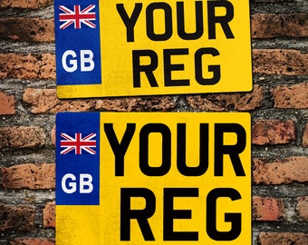 Motorbike Gifts for Men - Metal Number Plates Personalised with Reg of Your Choice - CREATE YOUR OWN Reg