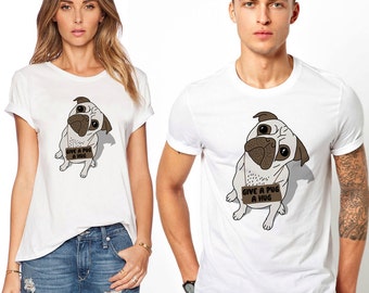 Funny Men’s Shirt - Cute Dog TShirts for Men - Funny Slogan Puppy T-Shirt Gifts for Him - Give a Pug a Hug