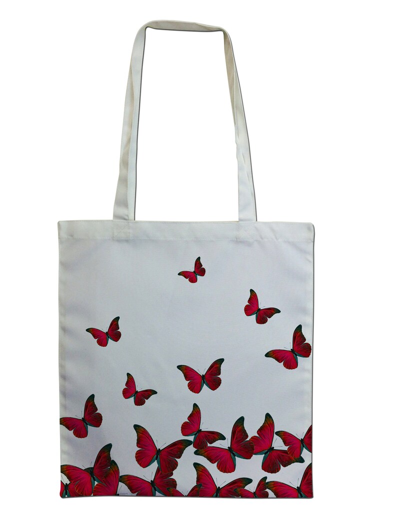 Tote Bag Large Cotton Tote \u2013 Fabric Shoulder Bag Shopping Tote \u2013 Custom Tote Bag Reusable Shopping Bag \u2013 Market Grocery Bag Butterflies