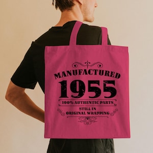 Bolsa de mano con el regalo del 70.° cumpleaños para mujeres: idea de regalo de cumpleaños para mamá, hermana, tía o amiga en 1955: bolsa de mano de lona