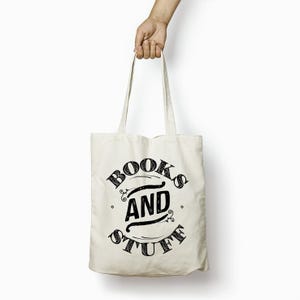 Books and Stuff Tote Bag – 100% Cotton Reusable Book Bag