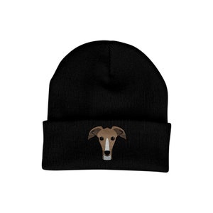 Gift for Greyhound Lover Beanie Hat - Dog Lovers Gifts for Women Men Mum Dad - Winter Hats for Women - Warm Knitted Wooly Ladies Hats