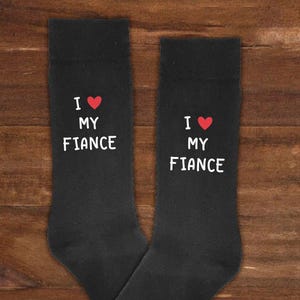 I Herz mein Verlobter Lustige Socken, Neuheit Valentinstag Jahrestag Geschenke für ihn, Scherzgeschenk für Freund Ehemann zum Geburtstag
