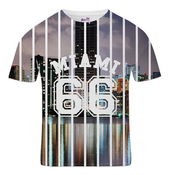 Mens Cotton Blend Summer Miami South Beach Print Top T Shirt Vest Size S M L XL