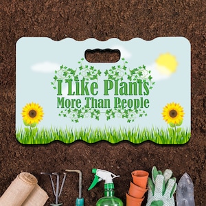 Garden Kneeling Pads - Gardener Gifts For Her Him -Thick Foam Kneeler Mat With Handle For Gardening Outdoors- I Like Plants More Than People