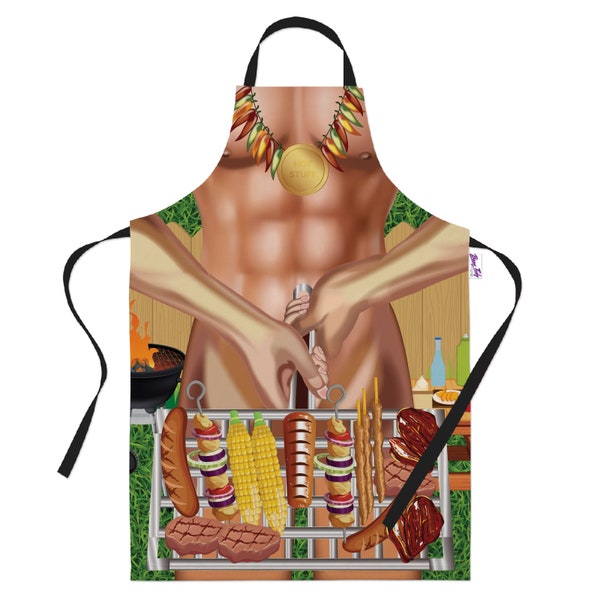 Funny Aprons for Men Women | Funny Rude BBQ Cooking Apron | Muscle Man Body | Fun Baking Gifts for Him Her - Hot Stuff