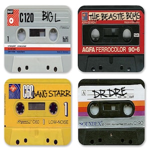 Hip Hop Rap Tapes Getränke Untersetzer - 4er oder 6er Pack - Untersetzer - 80er Jahre Hip Hop Musik Liebhaber Geschenkideen