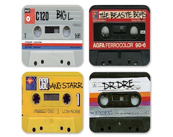 Hip Hop Tapes Drink Coasters - Pack of 4 or 6 - Coasters - 80s Hip Hop Lover Gift Ideas