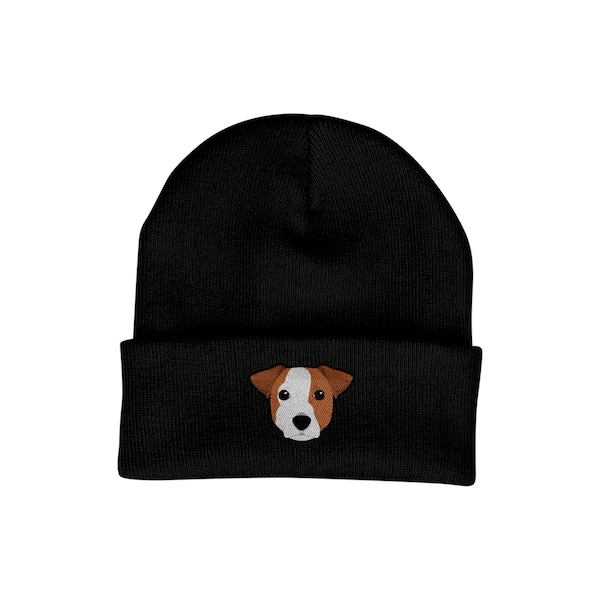 Jack Russell Beanie Hat - Dog Lovers Gifts for Women - Winter Hats for Women - Knitted Wooly Ladies Hats Embroidered