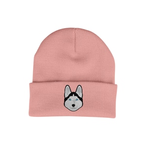 Husky beanie hat - dog lovers gifts for women - winter hats for women - knitted wooly ladies hats embroidered