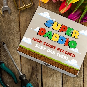Dad&#39;s Tool Box Gift For Fathers Day, Wooden Box For Tool Storage Gift For Dad Grandad Step Dad, Best Dad Ever Super Daddio