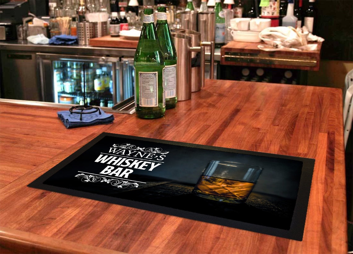 Personalised Bar Runner Bar Mat Whiskey Gift Customised Etsy