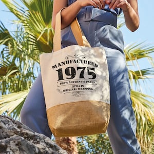Bolsa de yute como regalo para el 50.º cumpleaños de una mujer: bolsa de mano para mamá, tía o mejor amiga: recuerdo de regalo de Navidad