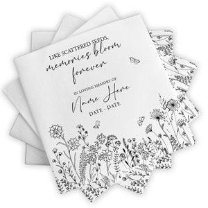 Guardanapos de funeral personalizados, guardanapos de velório para serviço memorial, em memória amorosa, flores de programa, ornamento de placa