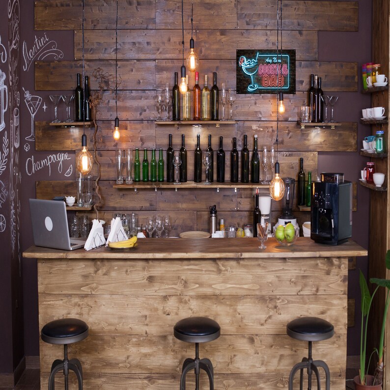 Personalised Neon Bar Sign Cocktail Light Effect Metal Signs Etsy UK