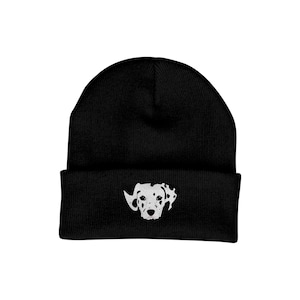 Sombrero de gorro dálmata - Regalos para amantes de los perros para mujeres - Sombreros de invierno para mujeres - Sombreros de dama lanuda de punto bordados