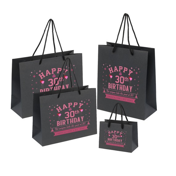 Bolsas de regalo para el 30 cumpleaños Disponibles en negro, blanco y gris,  pequeñas, medianas o grandes Bolsa de regalo ecológica reciclada para ella  o para él Rosa -  México