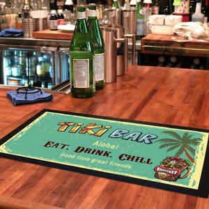 TIKI party Decorations Bar runner mat - home pub bar - funny drink beer gifts for men women