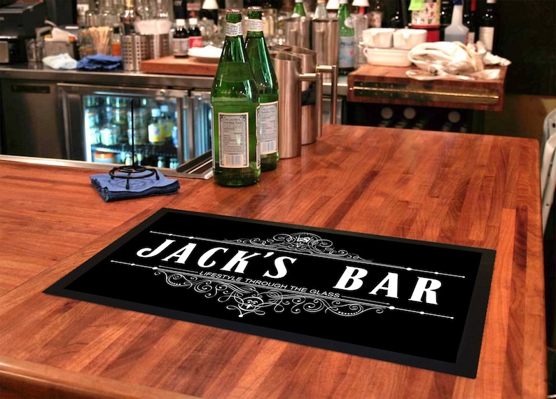 Personalised Bar Runner Bar Mat Gift Idea Customised Rubber Bar Mat Spill Mat Home Bar Décor Bar Accessories Gift For Men image 4