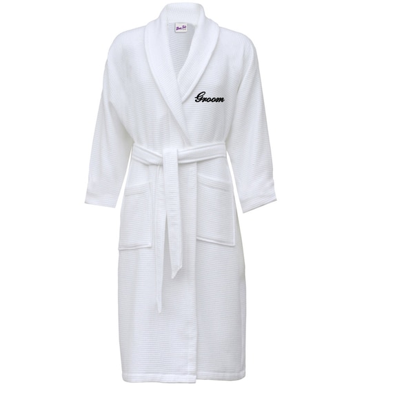 Bang Tidy Clothing Waffle Dressing Gown Personalised Bathrobes for Men Present with Free Embroidery