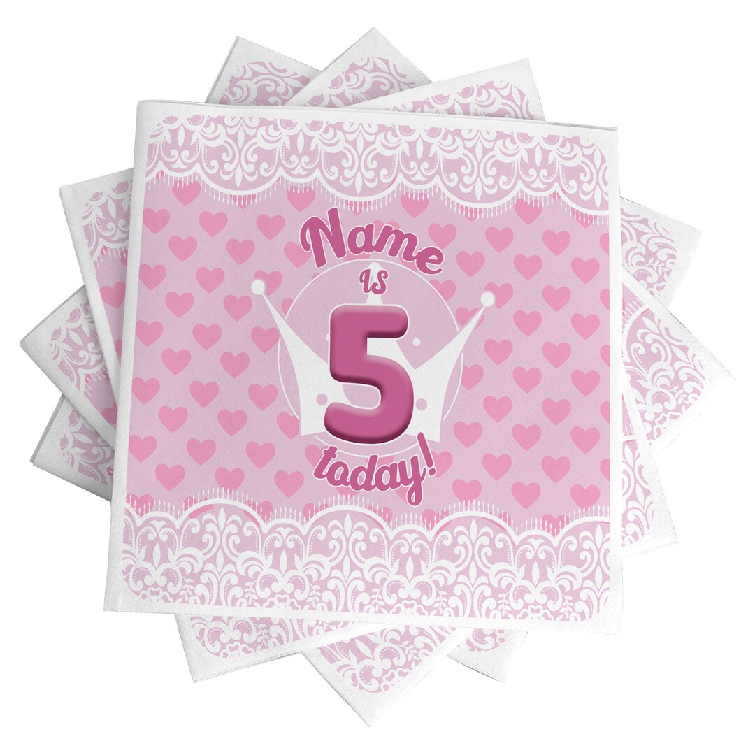 Personalised Napkins for Girls Party Tableware, Favor Bag Children’s ...