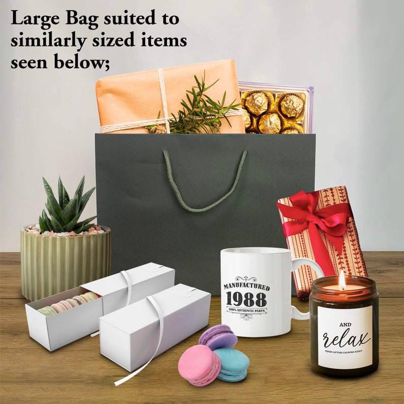 Luxury 60th Birthday Gift Bag, Born In 1964 Black, White or Grey, Small, Medium or Large Gift Bags Vintage Gift Bag For Nanny, Grandad Large Landscape