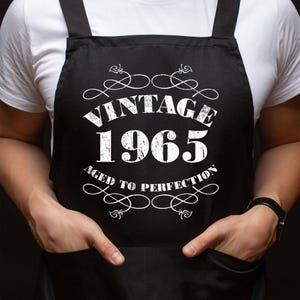 60th Birthday Gift BBQ Apron For Dad Chef Fathers Grandfather Husband Baking Funny Vintage 1965