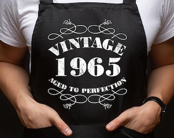 60th Birthday Gift BBQ Apron For Dad Chef Fathers Grandfather Husband Baking Funny Vintage 1965