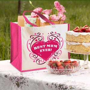 Beste Mutter aller Zeiten Geschenkverpackung Jutebeutel, Mutter Geburtstagspaket Geschenkverpackungsideen, Muttertagsgeschenke von Kindern Sohn Tochter
