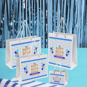Borsa regalo per l'80° compleanno per uomo e donna - borsa regalo ecologica riciclata grande, media e piccola - borse regalo per feste divertenti e belle