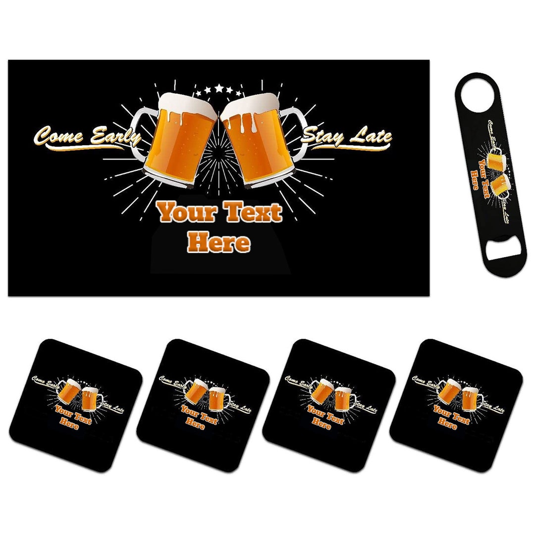 Personalised Home Bar Gift Set for Him Bar Runner Mat Pack of Etsy