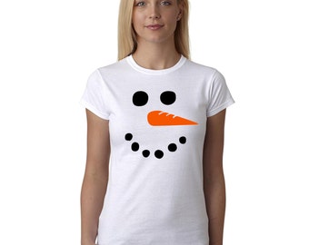 Christmas T Shirt Snowman Xmas Snow Man Face Funny Gift Present Women's CHRISTMAS GIFT