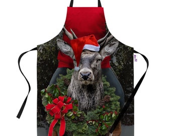 Funny Christmas Apron For Adults - Xmas Secret Santa Stocking Filler Gifts For Men & Women - Riding A Reindeer