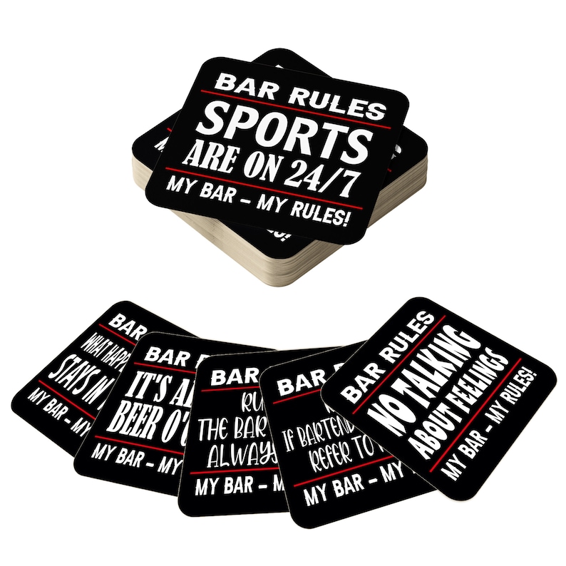 Beer Mats in Packs of 24, 48, 96 Bulk Buy Absorbent Square Cardboard Drink Coasters or Home Bars Pubs Bar Rules image 1