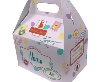 Personalised Easter Egg Treat Box Gift Bags For Kids Children's Egg Hunt Hamper Easter Bunny Rabbit Mail Treat Basket Gift For Easter Party