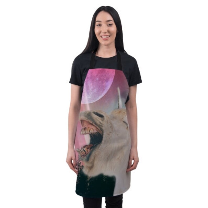 Funny Baking Apron Wild Unicorn \u2013 Novelty Cooking Chef Gift For Men \u2013 Womens Baking Gift Full BBQ Grilling Kitchen Apron