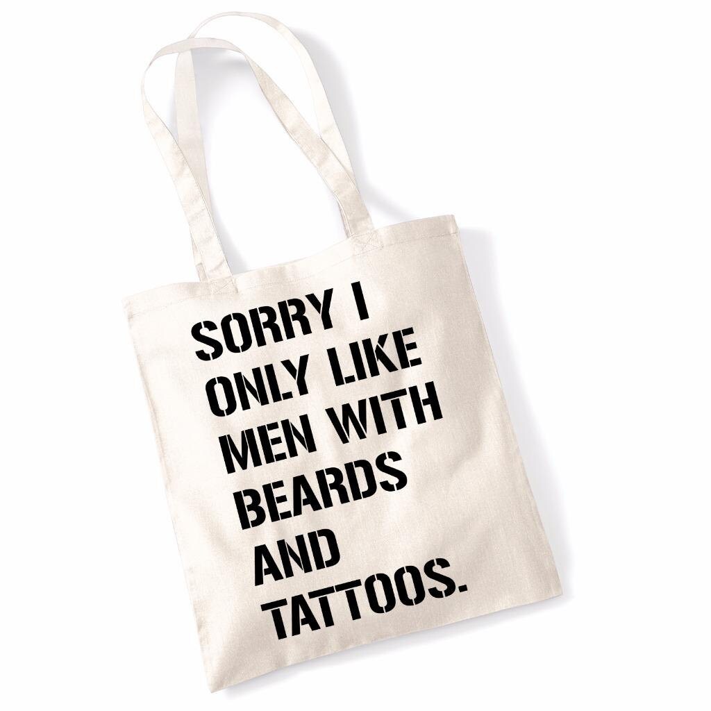 Funny Slogan Tote Bag, Beards \u0026 Tattoos Design - Etsy, image size:1024x1024
