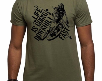 Men's Life Is Going Downhill Fast Mountain Biking MTB Bike T Shirt