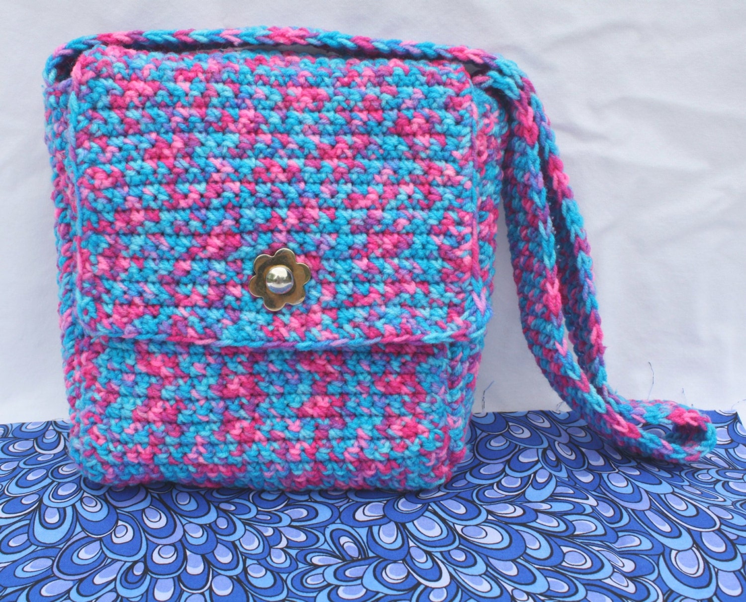 Hot Pink and Electric Blue Messenger Bag Neon Crochet Purse - Etsy