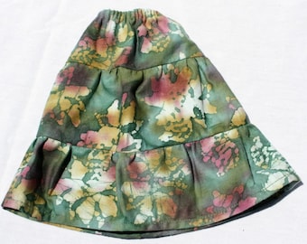 Green Multicolor Slim MSD Skirt, Mori Girl BJD Skirt, Minifee Tired Skirt, Asian Ball Joint Doll Skirt, Tye-dye BJD Skirt