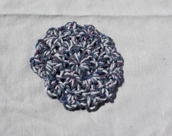 Round Crochet Coaster- Set of Four, Multi-color Circle Trivet, Blue White and Purple Mug Rug, Crochet Coaster- Set of Six, Mug Mat Set