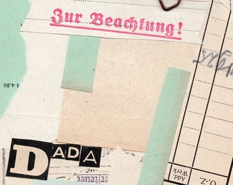 Dada Collage On Paper - ''Zur Beachtung! Dada'' Dadaism Dadaist Modernism Avant-garde Modernist