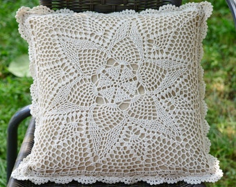 Kit Loquet Crochet Housse De Coussin 43x43cm - Après-midi En Bateau En Bord De Mer - DIY Artisanat