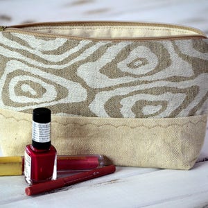 Linen cosmetic bag, travel make up bag, linen purse, make up pouch boho pouch