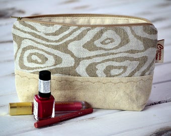 Linen cosmetic bag, travel make up bag, linen purse, make up pouch boho pouch
