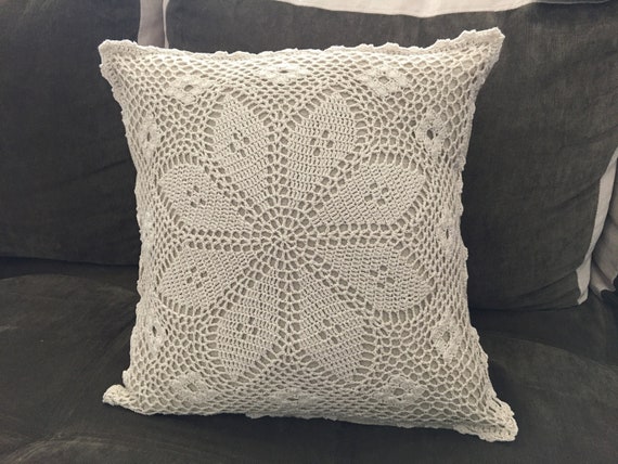 Meaning4 Federe per cuscino in pizzo bianco all'uncinetto, per letto matrimoniale, in puro cotone, 2 pezzi, 76,2 x 50,8 cm