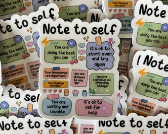 Mental Health Sticker: "Note to Self" Glossy White Paper