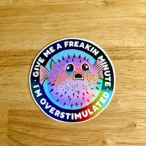 Mental Health Sticker-Give Me a Freakin' Minute I'm Overstimulated-Free Shipping